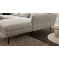 Interliving Sofa Serie 4304 – Wohnlandschaft ecrufarbener Bezug Macan & silberfarbener Bezug Vera – Stellfläche ca. 243 x 357 cm