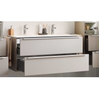Interliving Bad Serie 3710 - Waschplatzlösung mit Doppelwaschbecken Macchiato & Weiß - Länge ca. 120 cm