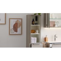 Interliving Bad Serie 3710 - Hängeschrank links, eine Tür & zwei Schubladen - Macchiato, Höhe ca. 130 cm