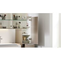 Interliving Bad Serie 3710 - Hängeschrank links, eine Tür & zwei Schubladen - Macchiato, Höhe ca. 130 cm
