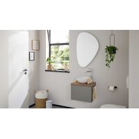 Interliving Bad Serie 3715 - Gästebadlösung mit beleuchtetem Spiegel Taupegrau, Viking Oak & Weiß - eine Tür, Breite ca. 50 cm