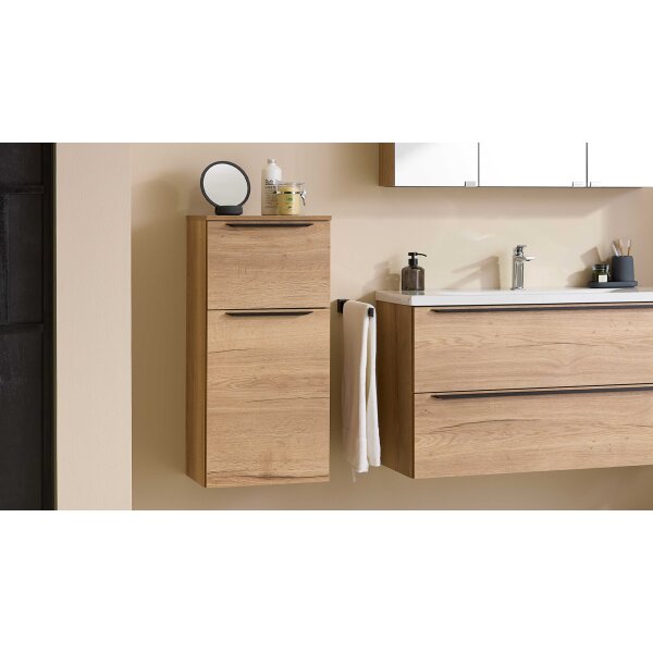 Interliving Bad Serie 3730 - Hängeschrank Eiche Sierra - eine Tür & ein Auszug, Höhe ca. 86 cm