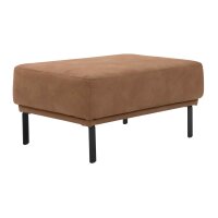 Interliving Sofa Serie 4254 – Polsterhocker cognacfarbene Mikrofaser Magnum & schwarze Metallfüße 4.35 – ca. 65 x 95 cm
