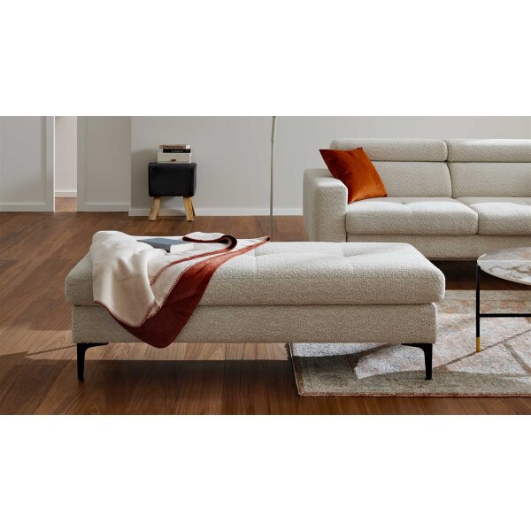 Interliving Sofa Serie 4420 - XXL-Hocker mit Metallfüßen graubeiger Bezug LRS 19 – ca. 152 x 65 cm