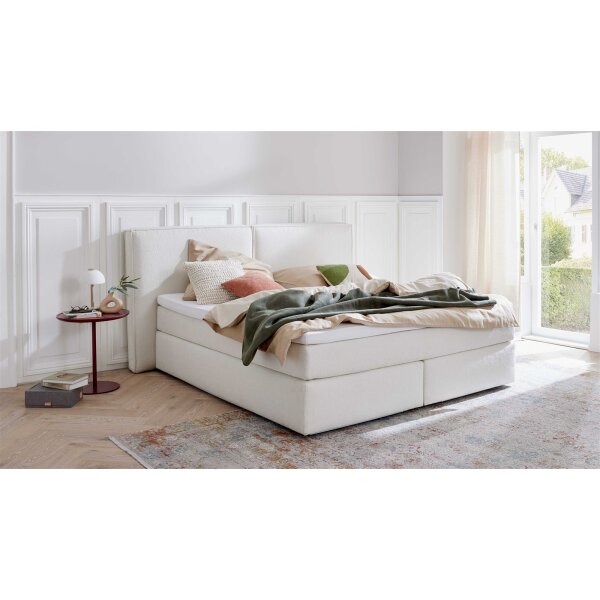 Interliving Boxspring Bett Serie 1421 elfenbeinfarbener Bezug Alfor 101 - Liegefläche ca. 180 x 200 cm