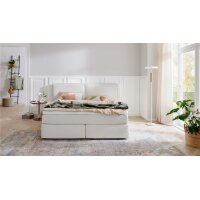 Interliving Boxspring Bett Serie 1421 elfenbeinfarbener Bezug Alfor 101 - Liegefläche ca. 180 x 200 cm