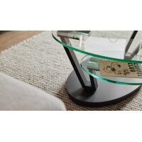 Interliving Couchtisch Serie 6230 travertinfarbene Keramik & Klarglas - 95 - 150 x 60 cm