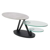 Interliving Couchtisch Serie 6230 travertinfarbene Keramik & Klarglas - 95 - 150 x 60 cm