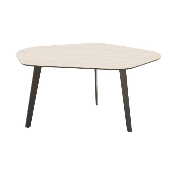 Interliving Couchtisch Serie 6231 - Couchtisch travertinfarbene Keramik & schwarzer Stahl - 92 x 65 cm