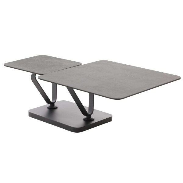 Interliving Couchtisch Serie 6232 titanfarbene Keramik & schwarzer Stahl - 80-137 x 80 cm