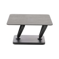 Interliving Couchtisch Serie 6232 titanfarbene Keramik & schwarzer Stahl - 80-137 x 80 cm