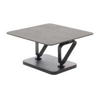 Interliving Couchtisch Serie 6232 titanfarbene Keramik & schwarzer Stahl - 80-137 x 80 cm