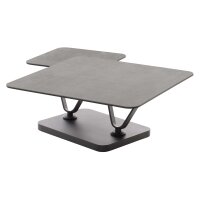 Interliving Couchtisch Serie 6232 titanfarbene Keramik & schwarzer Stahl - 80-137 x 80 cm