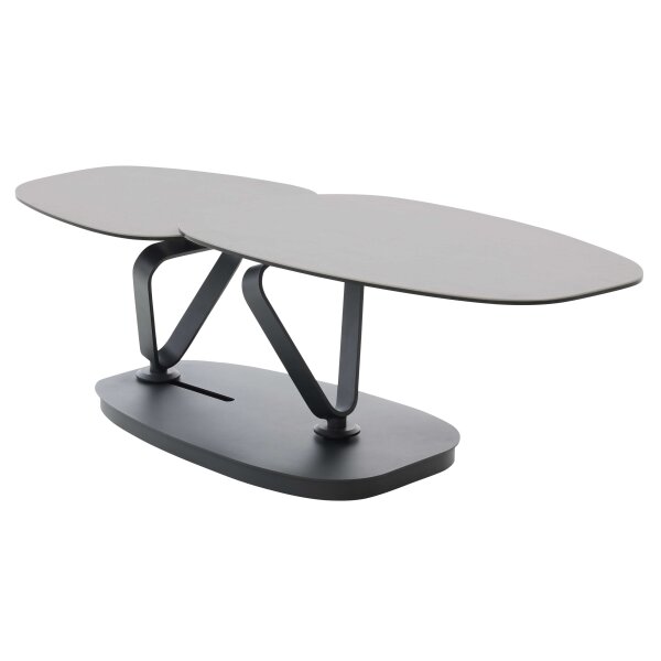 Interliving Couchtisch Serie 6233 silberfarbene Keramik & schwarzer Stahl - 90-149 x 60 cm