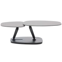 Interliving Couchtisch Serie 6233 silberfarbene Keramik & schwarzer Stahl - 90-149 x 60 cm
