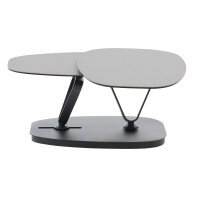 Interliving Couchtisch Serie 6233 silberfarbene Keramik & schwarzer Stahl - 90-149 x 60 cm