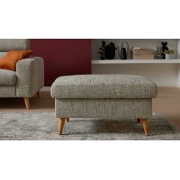 Interliving Sofa Serie 4420 - Polsterhocker mit Holzfüßen grausilberner Bezug LRS 19 – ca. 102 x 65 cm