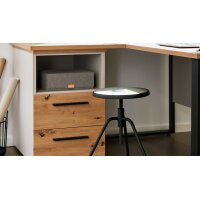 Interliving Jugendzimmer Serie 1702 - Eckschreibtisch mit Container Sandgrau & Artisan Eiche - Stellfläche ca. 125 x 150 cm