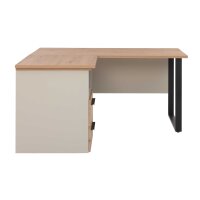 Interliving Jugendzimmer Serie 1702 - Eckschreibtisch mit Container Sandgrau & Artisan Eiche - Stellfläche ca. 125 x 150 cm