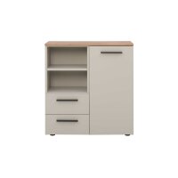 Interliving Jugendzimmer Serie 1702 - Kommode Sandgrau & Artisan Eiche - eine Tür, zwei Schubladen, Breite ca. 92 cm