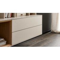 Interliving Wohnzimmer Serie 2034 - Wohnwand beiger Lack & Eiche - zweiteilig, Länge ca. 270 cm