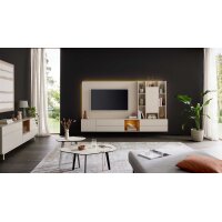 Interliving Wohnzimmer Serie 2034 - Wohnwand beiger Lack & Eiche - zweiteilig, Länge ca. 270 cm