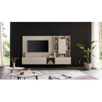 Interliving Wohnzimmer Serie 2034 - Wohnwand beiger Lack & Eiche - zweiteilig, Länge ca. 270 cm