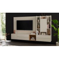 Interliving Wohnzimmer Serie 2034 - Wohnwand beiger Lack & Eiche - zweiteilig, Länge ca. 270 cm