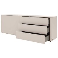 Interliving Wohnzimmer Serie 2035 - Sideboard beiger Mattlack - drei Schubladen, zwei Türen, Länge ca. 200 cm