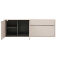 Interliving Wohnzimmer Serie 2035 - Sideboard beiger Mattlack - drei Schubladen, zwei Türen, Länge ca. 200 cm