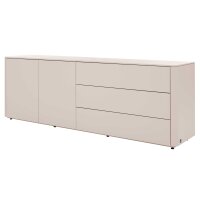 Interliving Wohnzimmer Serie 2035 - Sideboard beiger Mattlack - drei Schubladen, zwei Türen, Länge ca. 200 cm