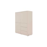 Interliving Wohnzimmer Serie 2035 - Highboard beiger Mattlack - drei Schubladen, drei Türen