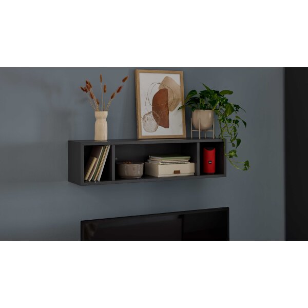 Interliving Jugendzimmer Serie 1701 - Hängeregal Dunkelgrau - Länge ca. 96 cm