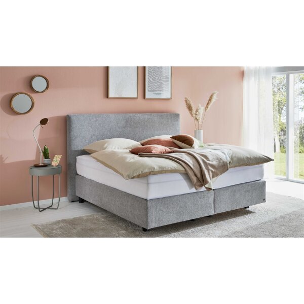 Interliving Bettsystem Serie 1414 - Boxspringbett platingrauer Bezug GFS 49 - Liegefläche ca. 180 x 200 cm