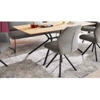 Interliving Esszimmer Serie 5116 – Polsterstuhl graue Cord-Lederkombination Fo-Sh & schwarzes Gestell F37