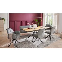 Interliving Esszimmer Serie 5116 – Polsterstuhl graue Cord-Lederkombination Fo-Sh & schwarzes Gestell F37