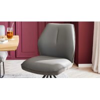 Interliving Esszimmer Serie 5116 – Polsterstuhl mit Drehfunktion graue Cord-Lederkombination Fo-Sh & schwarzes Gestell F37