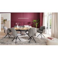 Interliving Esszimmer Serie 5116 – Polsterstuhl mit Drehfunktion graue Cord-Lederkombination Fo-Sh & schwarzes Gestell F37