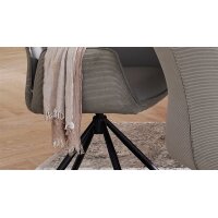 Interliving Esszimmer Serie 5116 – Armlehnstuhl mit Motion- & Drehfunktion graue Cord-Lederkombination Fo-Sh & schwarzes Gestell F37