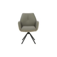 Interliving Esszimmer Serie 5116 – Armlehnstuhl mit Motion- & Drehfunktion graue Cord-Lederkombination Fo-Sh & schwarzes Gestell F37