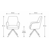 Interliving Esszimmer Serie 5116 – Armlehnstuhl mit Motion- & Drehfunktion graue Cord-Lederkombination Fo-Sh & schwarzes Gestell F37