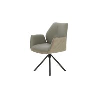 Interliving Esszimmer Serie 5116 – Armlehnstuhl mit Motion- & Drehfunktion graue Cord-Lederkombination Fo-Sh & schwarzes Gestell F37