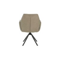 Interliving Esszimmer Serie 5116 – Armlehnstuhl mit Motion- & Drehfunktion graue Cord-Lederkombination Fo-Sh & schwarzes Gestell F37