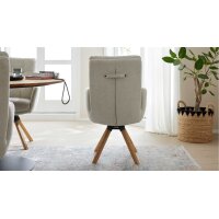 Interliving Esszimmer Serie 5116 – Armlehnstuhl cremeweißer Bezug Cyber & Eichenholzfüße