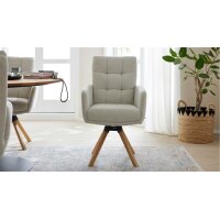 Interliving Esszimmer Serie 5116 – Armlehnstuhl cremeweißer Bezug Cyber & Eichenholzfüße