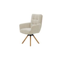 Interliving Esszimmer Serie 5116 – Armlehnstuhl cremeweißer Bezug Cyber & Eichenholzfüße