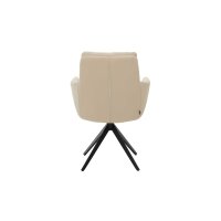 Interliving Esszimmer Serie 5116 – Armlehnstuhl mit Motion- & Drehfunktion cremeweißes Leder Cloud & schwarzes Gestell F37