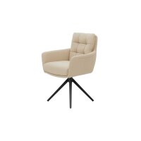 Interliving Esszimmer Serie 5116 – Armlehnstuhl mit Motion- & Drehfunktion cremeweißes Leder Cloud & schwarzes Gestell F37