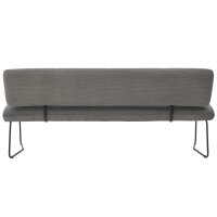 Interliving Esszimmer Serie 5116 – Polsterbank graue Cord-Lederkombination Fo-Sh & schwarzes Gestell 10 - Länge ca. 200 cm
