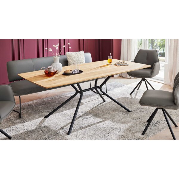 Interliving Esszimmer Serie 5116 – Esstisch helle Wildeiche & schwarzes Metall - ca. 210 x 100 cm